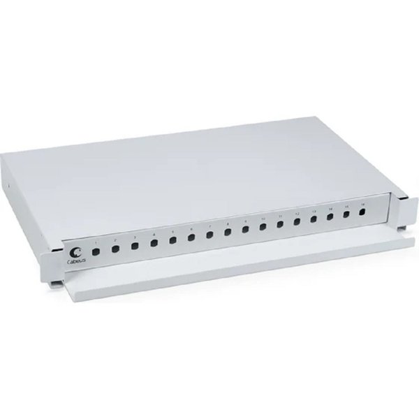 Cabeus ODF-19-16-ST Кросс бокс оптический 19" на 16 ST(FC) со сплайс-кассетой, выдвижной (без пигтейлов и проходных адаптеров)