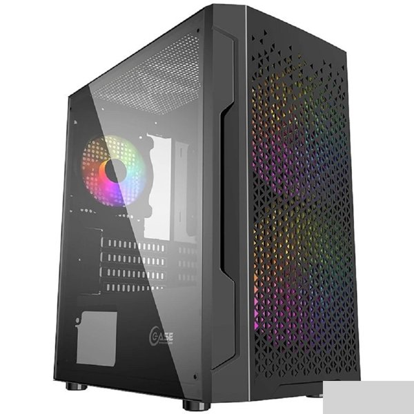 Powercase CMIMZB-L3 Корпус Mistral Micro Z3B Mesh LED, Tempered Glass, 2x 140mm + 1х 120mm 5-color fan, чёрный, mATX  (CMIMZB-L3)