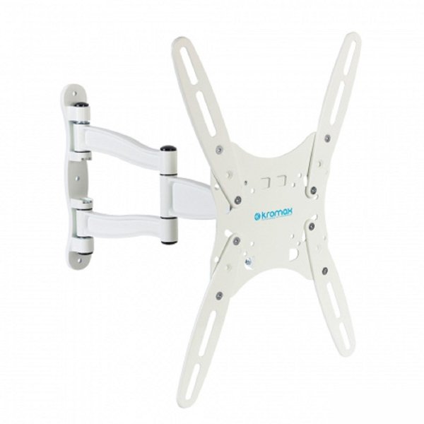 Kromax TECHNO-5 white, Кр. алюм. наст. для TV 15"-55", max 35 кг, 5 ст св., нак. 15°, пов. 180°, от ст. 87-497 мм, max VESA 400x400 мм.