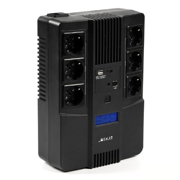 ИБП Бастион SKAT-UPS 800-AID-IN-1x9 {Line-interactive, 800/480Вт, LCD-дисплей, USB/ RJ-45, АКБ 1х 9Ач, сверху ЕВРО 3+3, реестр МПТ} (8935)