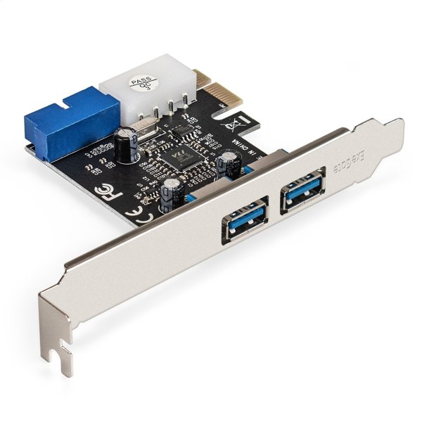 Exegate EX296209RUS Контроллер ExeGate EXE-342 (PCI-E x1 v2.0, 2*USB3.0 ext.+ 1*19pin int. (внутренние коннекторы для подключения 2*USB3.0 портов на корпусе), разъем доп.питания, VIA Labs Chipset VL80