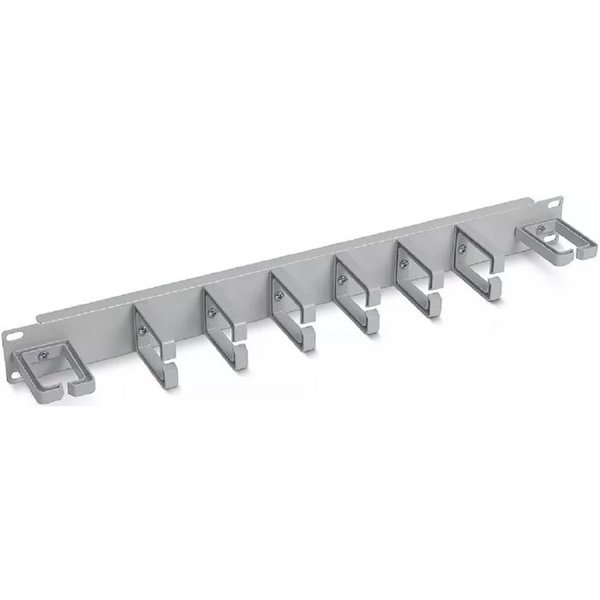 Cabeus JB08-1U-PR-GY Кабельный органайзер горизонтальный 19" 1U, 8 пластиковых колец, металлический, цвет серый (RAL7035)