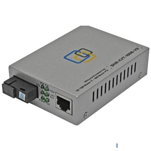 SNR SNR-CVT-100B-V3 Медиаконвертер для преобразования 10/100Base-T в 100Base-FX, Tx/Rx: 1550/1310, расстояние до 20 км.