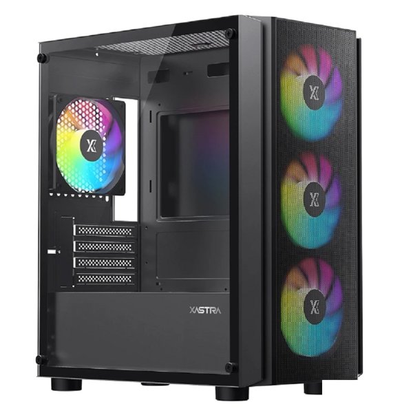 XASTRA Корпус A402M 4ARGB Black mATX/Mesh/full-size TG/ 4x120mm ARGB PWM fans/ A402M-4FC12A-BK