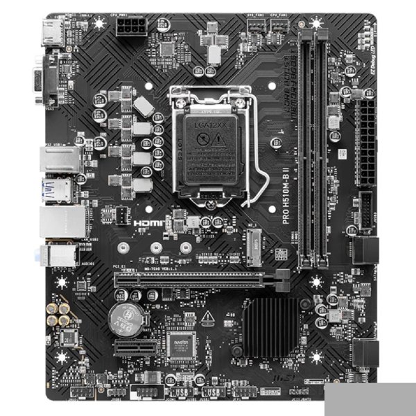 MSI PRO H510M-B II { S1200, Intel®H470, 2xDDR4-2933 HDMI+VGA, 1xPCI-Ex16, 1xPCI-Ex1, 4xSATA3, 1xM.2, 8 Ch Audio, GLan, (4+4)xUSB2.0, (2+2)xUSB3.2, 1xPS/2"}