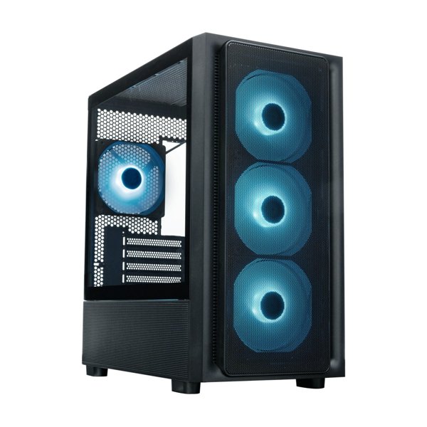 XASTRA Корпус  A411M 4ARGB-FC Black mATX/Mesh /ScrewlessTG+mesh panel/ 4x120mm ARGB PWM FC fans/ A411M-4FC12A