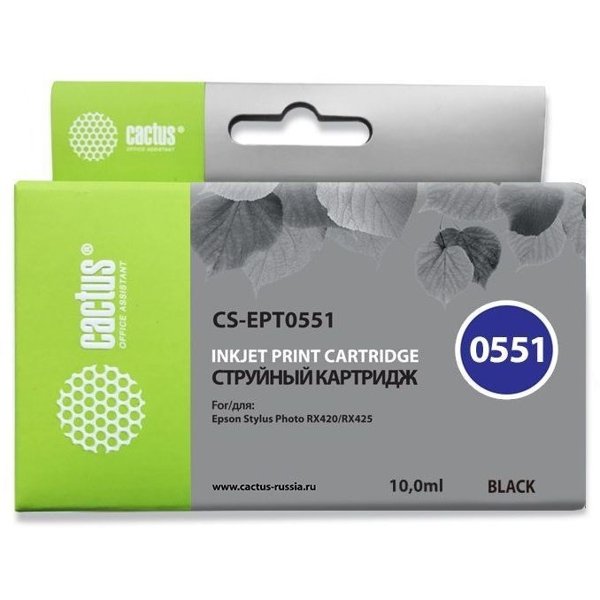 Картридж струйный Cactus CS-EPT0551 черный (10мл) для Epson Stylus RX520/Stylus Photo R240