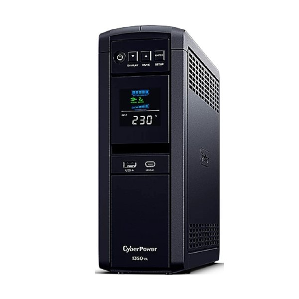 ИБП CyberPower CP1350EPFCLCD {Line-Interactive, Tower, 1350VA/810W USB/RS-232/RJ11/45/USB/SNMPslot charger A/С (6 EURO), 12В/7 Ач х 2}