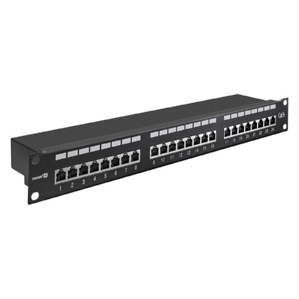 Exegate EX281083RUS Патч-панель FTP 19" 24 port кат.5e ExeGate разъём KRONE&110 (dual IDC), 1U, RoHS, цвет черный
