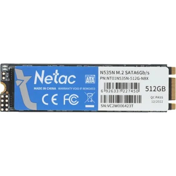 Netac 512GB M.2 2280 SATA3 N535N 3D NAND SSD, R/W up to 540/490MB/s [NT01N535N-512G-N8X]