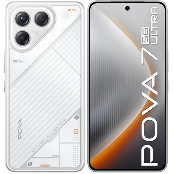 Tecno Pova 7 Ultra 5G 256Gb 8Gb белый моноблок 3G 4G 6.8" 1080x2460 Android 14 50Mpix 802.11 a/b/g/n/ac NFC GPS GSM900/1800 Protect