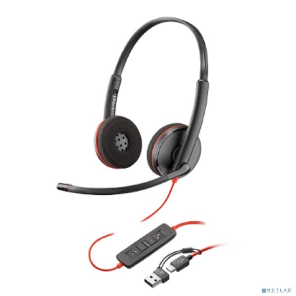 Poly Blackwire 8X229A6 3225 Stereo USB-C Headset +3.5mm Plug +USB-C/A Adapter (Bulk) Гарнитура проводная