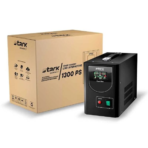 ИБП STARK SC 1300 PS 1300ВА/1100Вт (12/24А) {Line-Interactive, на пол, 154-264В, 2 х ЕВРО, Чистый синус, БЕЗ АКБ - внеш 1x 55-480Ач} {00-00017117}