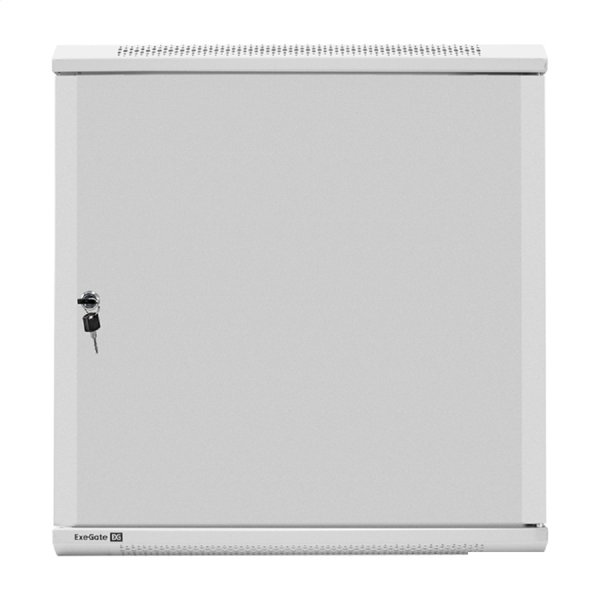 Exegate EX298616RUS Шкаф телекоммуникационный 19" настенный 12U ExeGate EC-WM-12U.600.M.GREY (19”, 12U, 600x600x635mm (ШхГхВ), передняя дверь металл, съемные боковые панели, пыле- и влагозащита IP23,