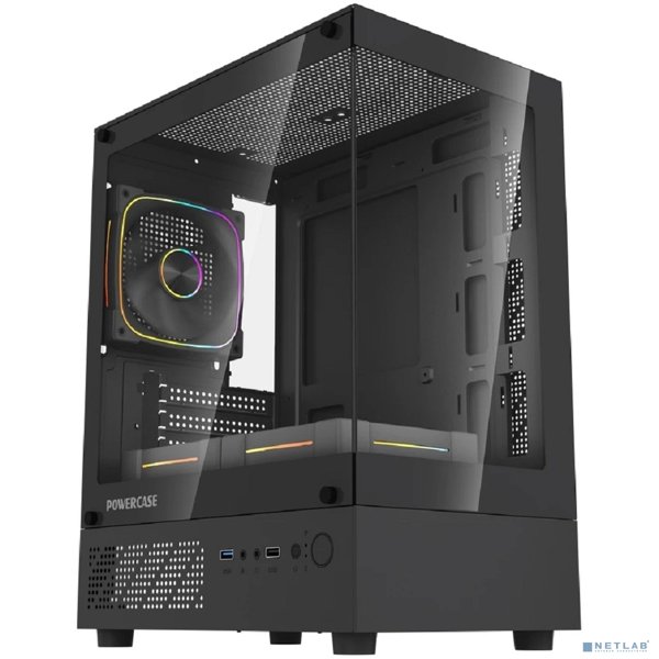 Powercase Корпус Vision Micro M1 ARGB, Tempered Glass, 3x 120mm ARGB fans, чёрный, mATX  (CVMM1B-A3)