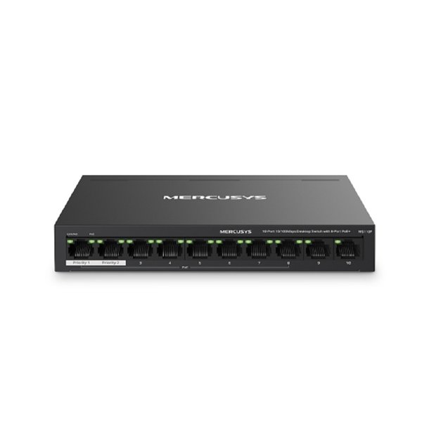 Mercusys MS110P Настольный коммутатор с 10 портами 10/100 Мбит/с (8 портов PoE+)