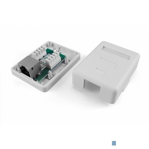 Hyperline SB1-1-8P8C-C5e-SH-WH Розетка компьютерная RJ-45(8P8C), категория 5e, экранированная, одинарная, внешняя, Dual IDC