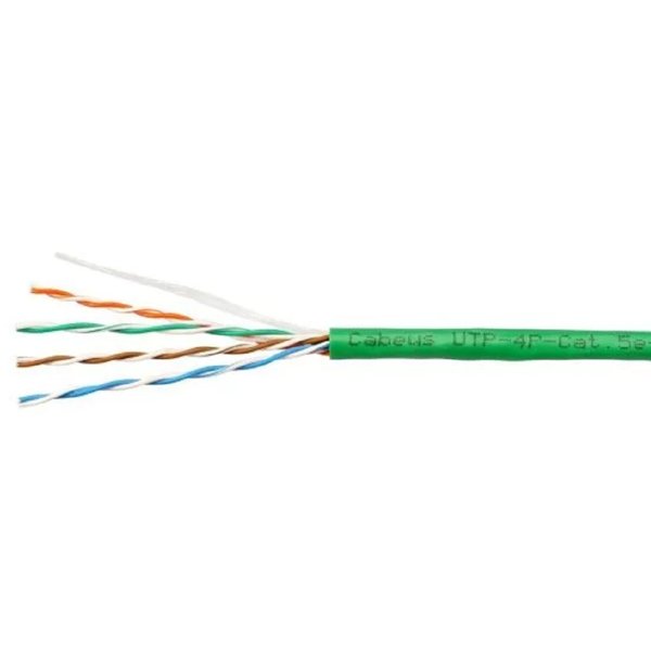 Cabeus UTP-4P-Cat.5e-SOLID-GN Кабель витая пара UTP (U/UTP), категория 5e, 4 пары (24 AWG), одножильный, PVC нг(А)-LS, зеленый (305 м)
