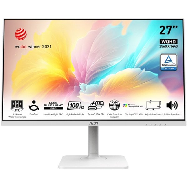 MSI Modern 27" MD272QXPW  белый {IPS 2560x1440 100Hz 16:9 300cd 178/178 HDMI DisplayPort USB  HAS Pivot}