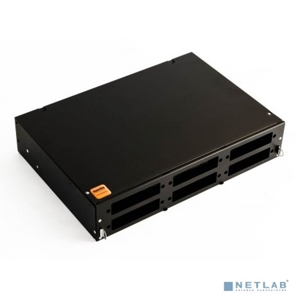Hyperline FO-19V-2U-6xSLT-W130H30-48UN-BK Бокс оптический универсальный 19" выдвижной, с полкой, от 8 до 48 портов (SC, duplex LC, ST, FC), со сплайс пластиной, без Пигтейлов и проходных адаптеров, 2U