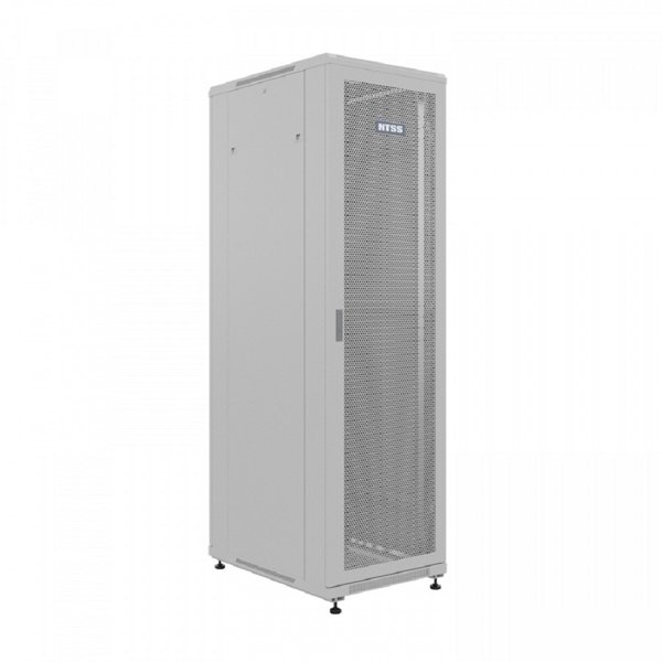 NTSS Шкаф напольный универсальный серверный NTSS R 18U 600х800мм, 4 профиля 19, двери перфорированная и перфорированная, боковые стенки съемные, регулируемые опоры, разобранный, серый RAL 7035 NTSS-R1