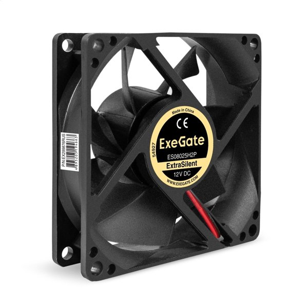 Exegate EX299876RUS Вентилятор 12В DC ExeGate ExtraSilent ES08025H2P (80x80x25 мм, Hydraulic bearing (гидродинамический), 2pin, 1900RPM, 19dBA)