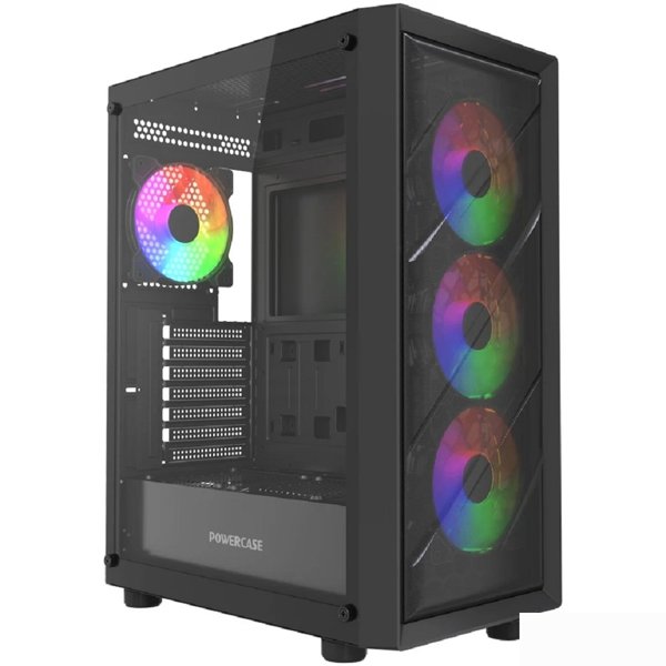 Powercase Mistral EA21, Tempered Glass, 4x 120mm FRGB Fan, чёрный, ATX (CMAEA21-L4)