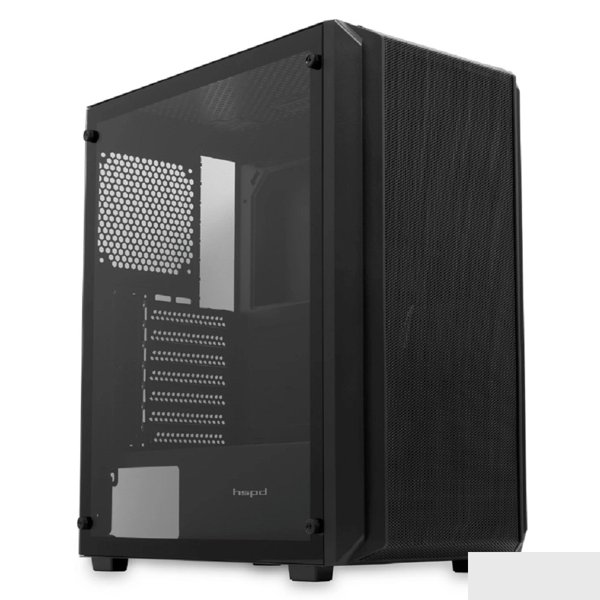 Case HSPD M730, Mesh Mid Tower, Black, TG, 0.4 SPCC, no fans, E-ATX, ATX, mATX, mITX, 155/280/175-200mm, 2x2.5", 2x3.5", 7xPCI, 1xUSB-A 3.0, 2xUSB-A 1.0, 335x193x445mm