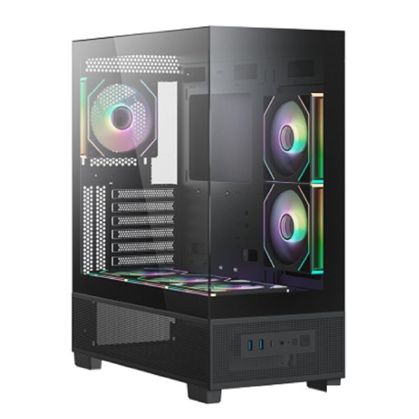 XASTRA Корпус Q500 6ARGB-C10-UC Black ATX/Aquarium/Screewless/ 6x120mm ARGB PWM FM fans/Argb+PWM HUB 10port/ Type-C/ Q500-6FM12A-C10-UC