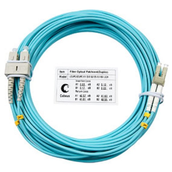 Cabeus FOP-50-LC-SC-15m Шнур оптический duplex LC-SC 50/125 mm OM3 15м LSZH