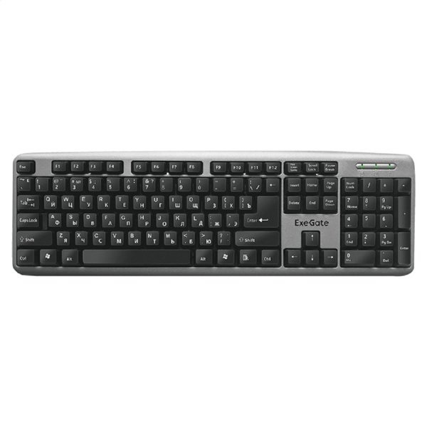 Exegate EX264086RUS Клавиатура Exegate LY-401, <USB, серебристый корпус, 104кл, Enter большой> Color box