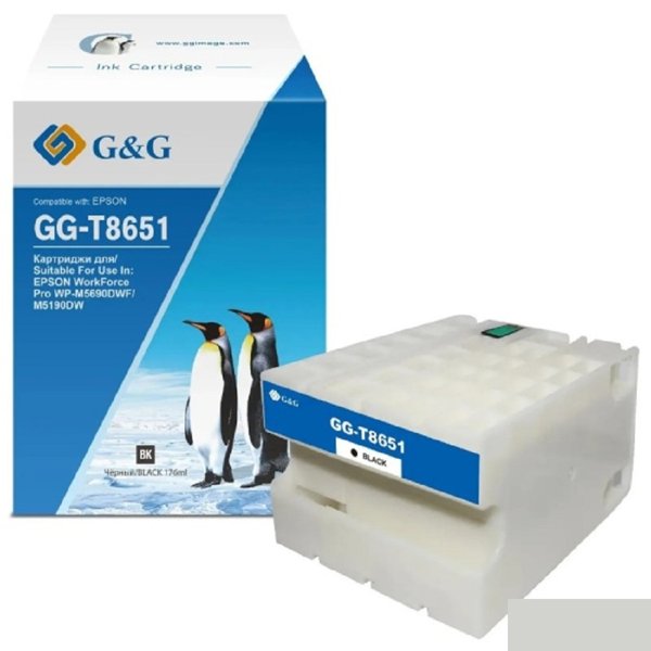 Картридж струйный G&G GG-C13T865140 T8651 черный (176мл) для Epson WorkForce Pro WF-M5690DWF/M5190DW