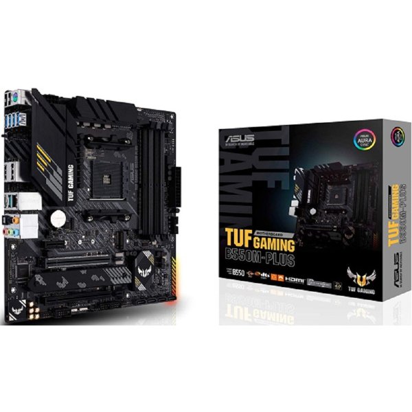 ASUS TUF GAMING B550M-PLUS (Socket AM4, mATX, 4xDDR4(128GB), HDMI 2.1/DP, 1xPCIe 4.0x16/1xPCIe 3.0x16, 1xPCIe 3.0, 1xLAN (2.5GbE), 4xSATA 6Gb/s, 2xM.2, 1xType-C, 5xUSB 3.2, 2xUSB 2.0, 1xPS/2)