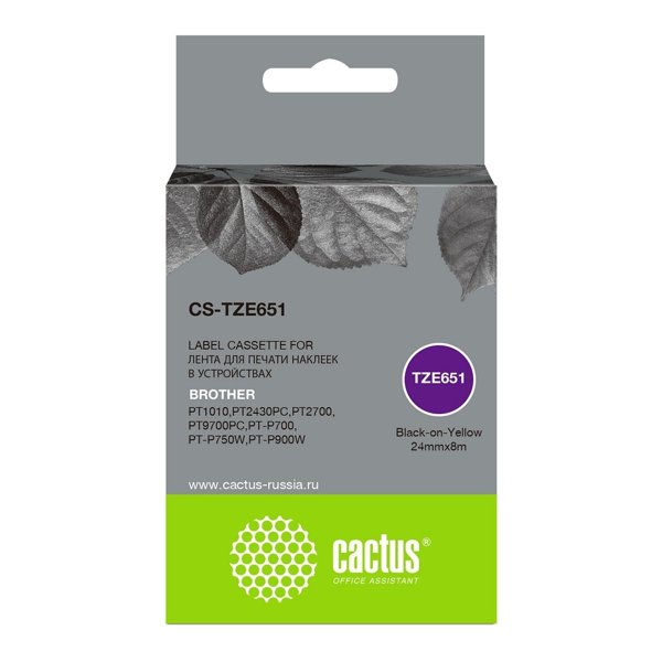 Картридж ленточный Cactus CS-TZE651 черный для Brother 1010/1280/1280VP/2700VP