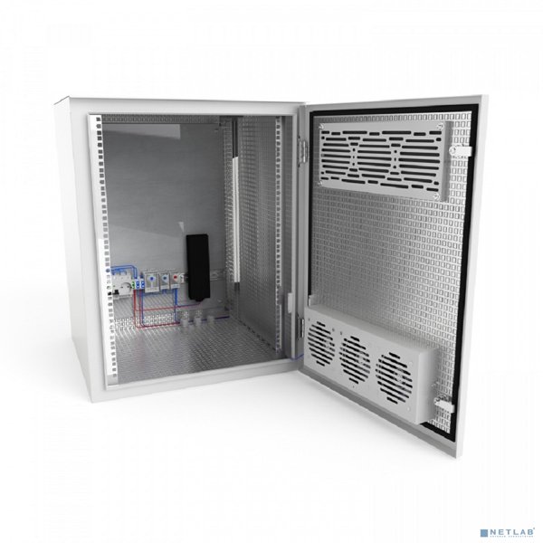 NTSS Шкаф настенный климатический NTSS WT 6U (ШхВхГ) 600x400x350 мм, 4 профиля 19, с обогревом 100W и вентиляцией, IP55, серый RAL 7035 NTSS-WT6U6035H100VIP55