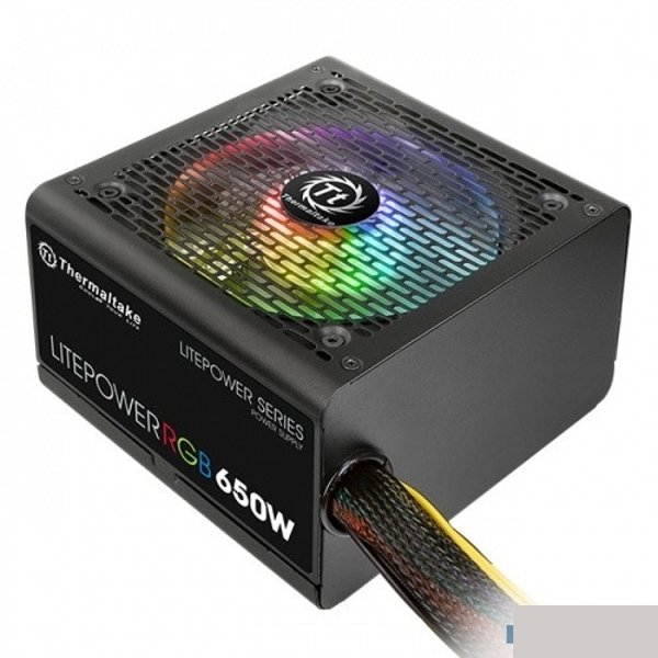Блок питания Thermaltake Litepower RGB 650W (24+4+4pin) APFC 120mm fan color LED 5xSATA RTL PS-LTP-0650NHSANE-1