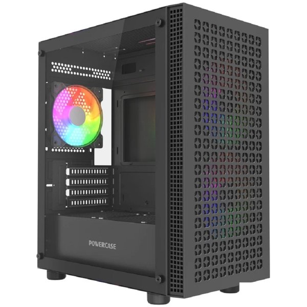 Powercase Mistral Micro EM18, Tempered Glass, 2x140mm + 1x120mm ARGB PWM fan, чёрный, mATX (CMMEM18B-A3)