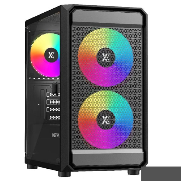 XASTRA Корпус A303M 3ARGB Black mATX/Mesh/ tempered glass / 2x140mm + 1x120mm ARGB PWM fans/ Door/  A303M-2FC14A-1FC12A-D