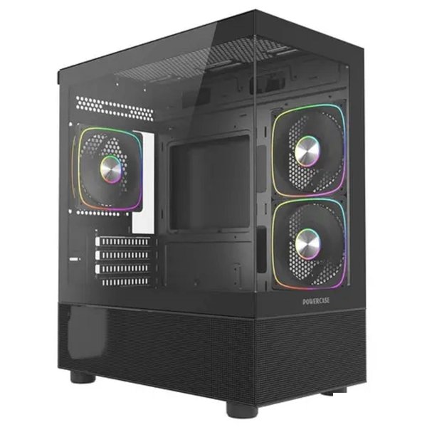 Powercase Корпус Vision Micro M2 ARGB, Tempered Glass, 3x 120mm ARGB PWM Fan, чёрный, mATX  (CVMBM2-A3)