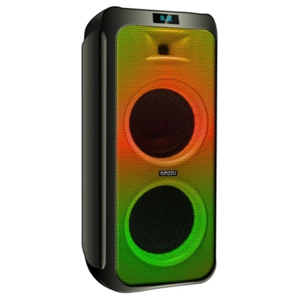 Ginzzu GM-215 {80Вт, LED-дисплей, TWS, 60Гц- 18кГц, USB-flash, microSD-card, FM-радио, пульт ДУ, батарея 7,4В/5400мАч}