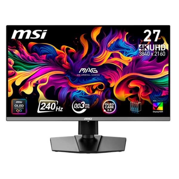 Монитор 26.5" MSI MAG 272UP QD-OLED X24 Black (QD-OLED, 3840x2160, HDMI+HDMI+DP+Type C (15W), 0.03 ms, 178°/178°, 250 cd/m, 1500000:1, 240Hz, Pivot)
