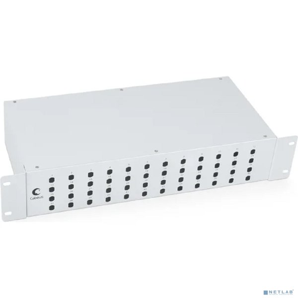 Cabeus FO-19-48ST Кросс бокс оптический 19" на 48 ST(FC) со сплайс-кассетой и КДЗС (без пигтейлов и проходных адаптеров)