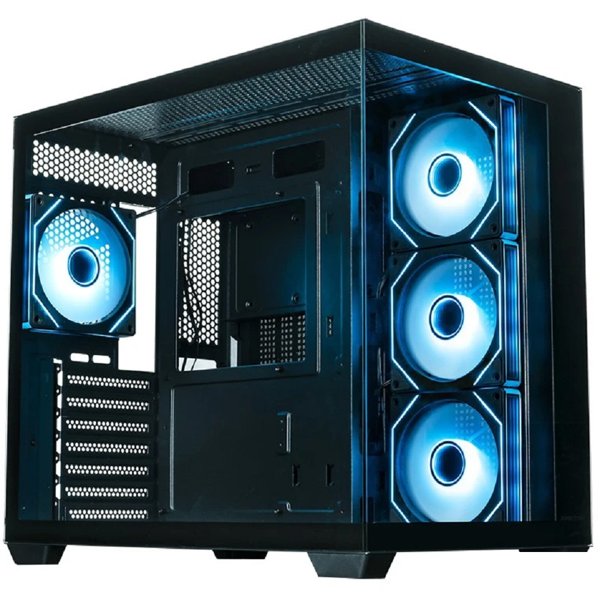 Корпус XASTRA QW500 4ARGB-C10-UC Black ATX/Aquarium/Screewless/4x120mm ARGB PWM FM fans/Argb+PWM HUB 10port/Type-C/ QW500-4FM12A-C10-UC