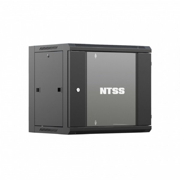 NTSS Шкаф настенный телекоммуникационный NTSS W 12U 600х600х635мм, 2 профиля 19, дверь стеклянная, боковые стенки съемные, задняя стенка, разобранный, черный RAL 9005 NTSS-W12U6060GS-BL (УТ000069211)