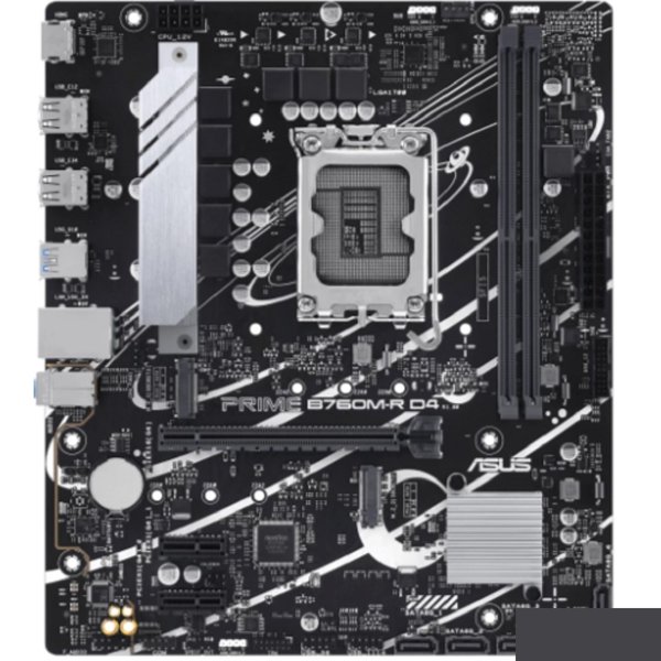 ASUS PRIME B760M-R D4 (Socket 1700, mATX, 2xDDR4(64GB), HDMI 2.1, 1xPCIe 4.0x16/2xPCIe 4.0 x1 , 1xLAN (2.5GbE), 4xSATA 6Gb/s, 2xM.2, 4xUSB 3.2, 4xUSB 2.0)