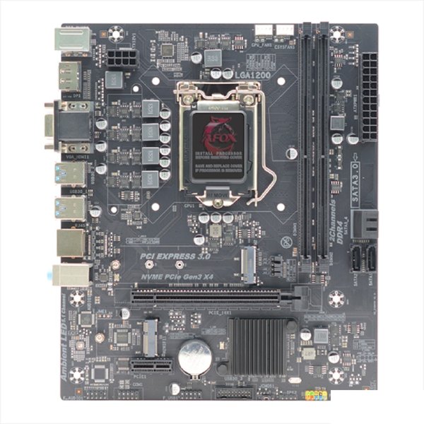 AFOX IH470D4-MA5-V2 (Socket 1200, mATX, H470, 2*DDR4(64Gb), VGA/HDMI, 4*SATA3, 1*M.2, 1*PCIEx16/1*PCIEx1,  4*USB 3.0,  4*USB 2.0, 1 x PS/2, LAN 1*1G, RTL)