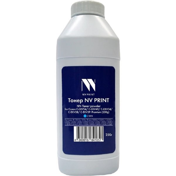 NV Print Тонер + девелопер для Canon C-EXV54, C-EXV49, C-EXV34, C-EXV28, C-EXV29 для IR C3025i, 3125, IR Adv C3320i, C3325i, C3330i, C2020, C2025, C2030, C2220, C2225, C2230, Premium (250г) Cyan