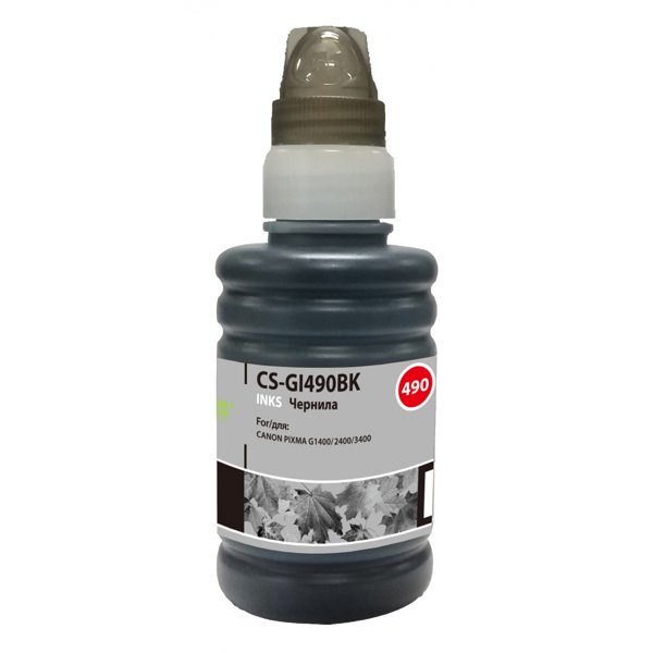 Чернила Cactus CS-GI-490BK GI-490 черный пигментный 135ml для Canon PIXMA G1400/G1410/G1411/G2400/G2
