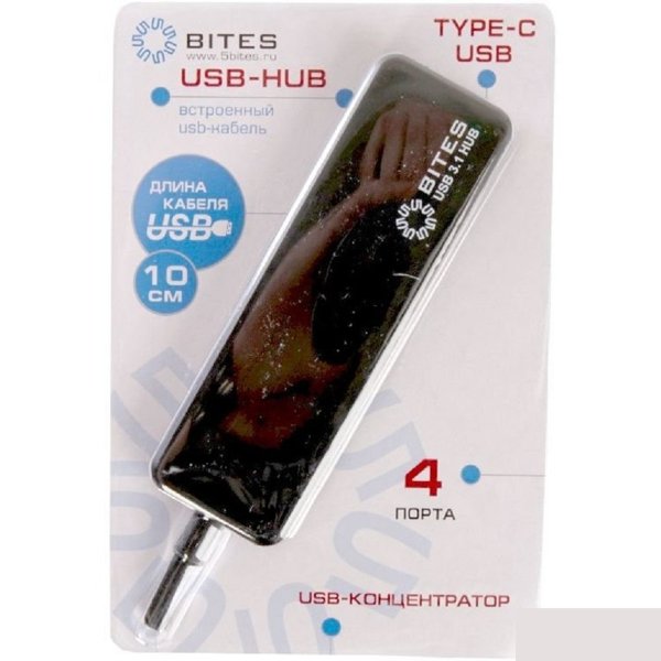 5bites HB34C-311BK Концентратор 4*USB3.0 / TYPE-C PLUG / BLACK