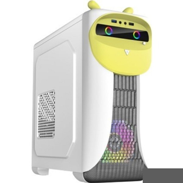 GameMax Корпус Cute OWL W-Y без БП (Midi Tower, ATX, Бело-желтый, 1*USB3.0 + 2*USB2.0, 2*120мм)